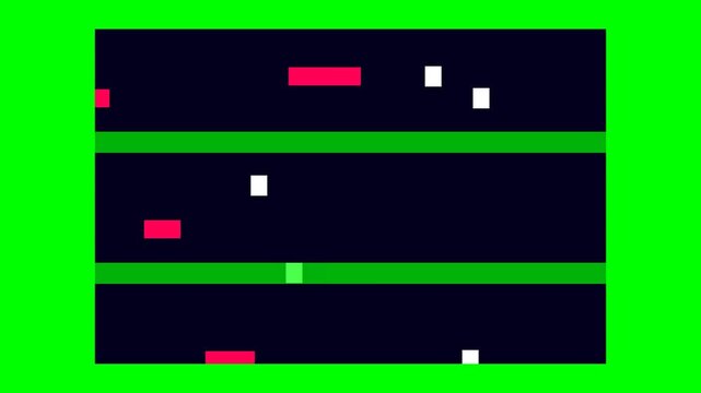 A minimalist screenshot depicting a retro style pixelated arcade game