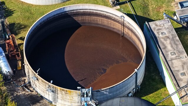 Industrial Composting Facility With Large Circular Organic Waste Basin