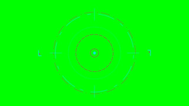 Digital circular targeting reticle overlay on a bright green background