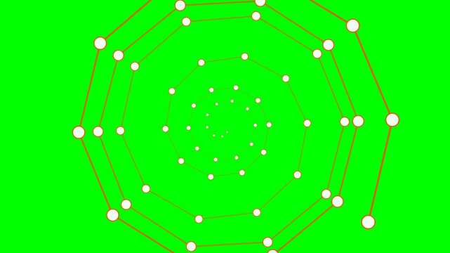 Abstract geometric pattern of interconnected white dots on green background