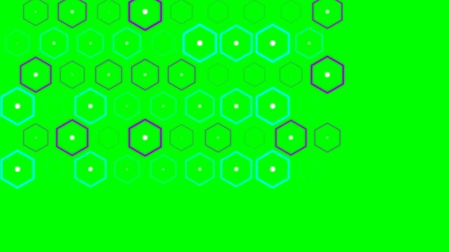 Abstract digital background featuring a pattern of glowing neon hexagons