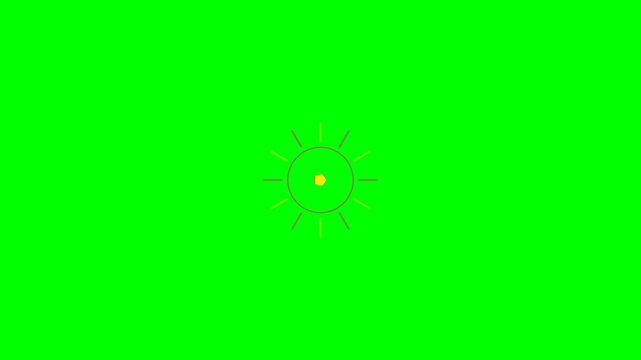 Minimalist sun icon graphic animation set against a vibrant green background