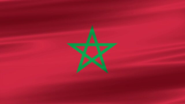 Animated wavy flag of the Kingdom of Morocco as background