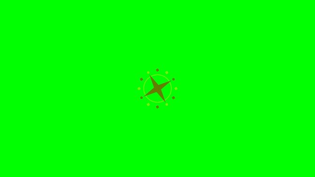 Minimalist brown four pointed star icon centered on a bright green background