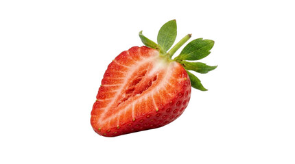 Fresh strawberry cut in half showing juicy red interior and seeds © Ivan