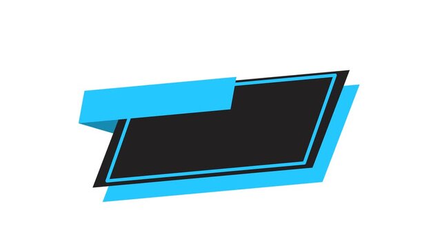 Modern Blue and Black Geometric Lower Third Title Graphic with Strong Contrast, Sleek Shape and Clear Area for Text, Professional and Formal Overlay Element Suitable for Business and News