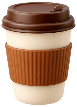 A cute 3D takeaway coffee cup with lid