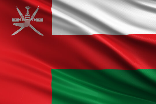 Waving national flag of Oman background.