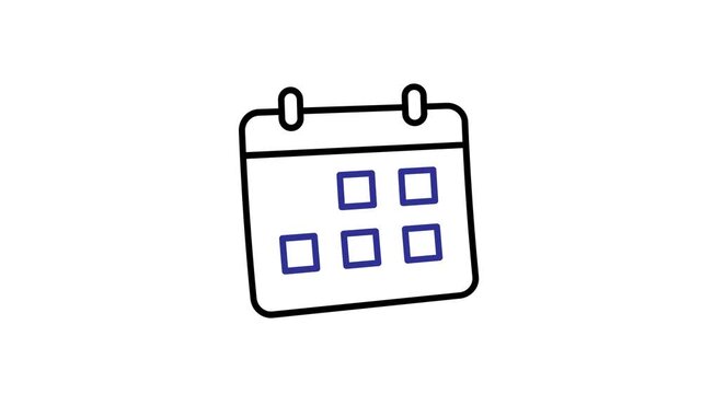 Office animated. Work calendar. Desk calendar with a single date marked. Management, team, marketing. Outline design style.