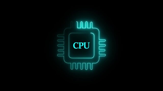 CPU processor microchip icon animation. CPU processor graphics computing concept. CPU processor semiconductor technology symbol on a transparent background.