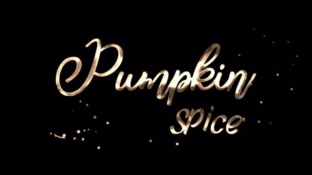 Pumpkin Spice Gold Handwriting Animation with flowing script animation rendered in 4K resolution transparent background