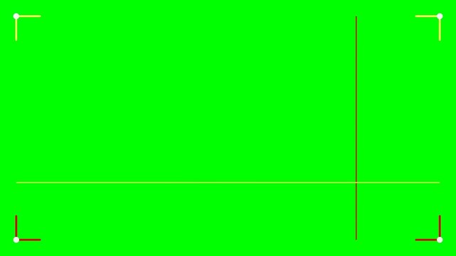 Minimalist geometric frame overlay with corner markers on green screen background