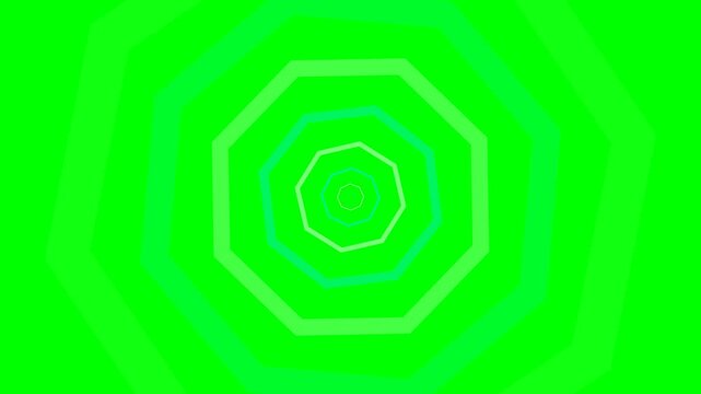 Abstract green tunnel effect created with concentric geometric octagons