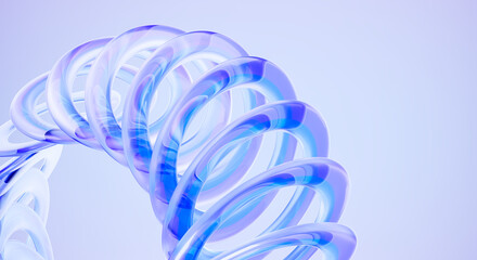 Abstract 3D Render of Translucent Glass Spiral Helix Structure with Blue Purple Gradient on Light Background Modern Digital Art © StockStyle