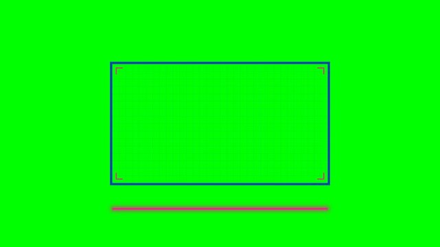 Abstract graphical frame with blue border set against a solid green screen