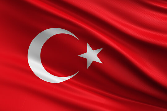 Waving national flag of Turkey background.
