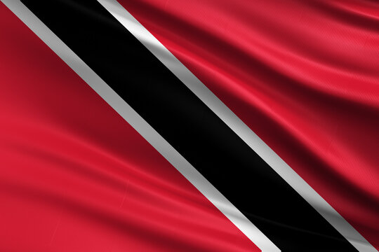 Waving national flag of Trinidad and Tobago background.