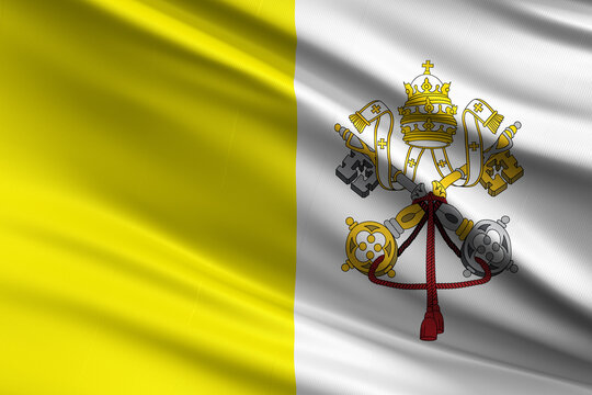 Waving national flag of Vatican City background.