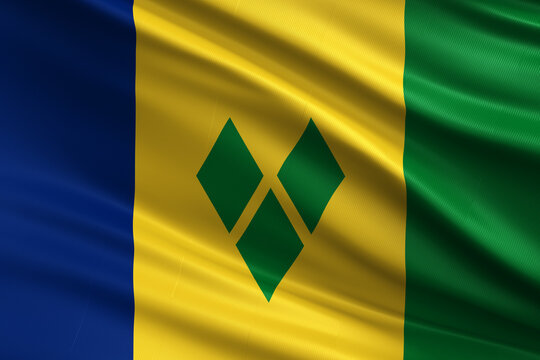 Waving national flag of Saint Vincent and the Grenadines.