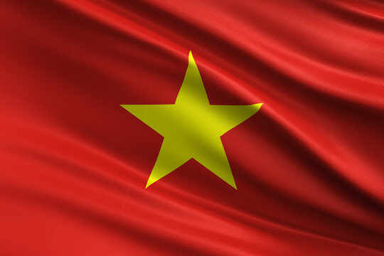 Waving national flag of Vietnam background.