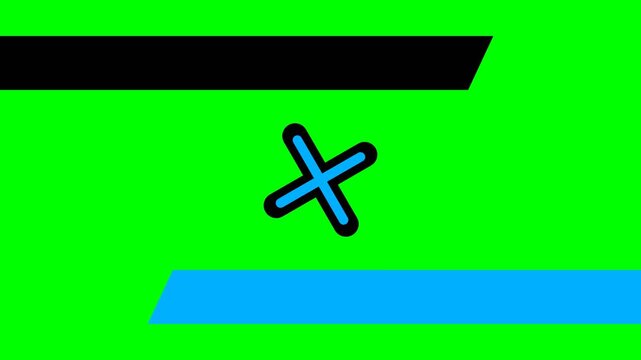 A vibrant graphic featuring a blue cross symbol on a vivid green background