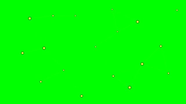 Floating yellow glowing orbs scattered against a vibrant green background