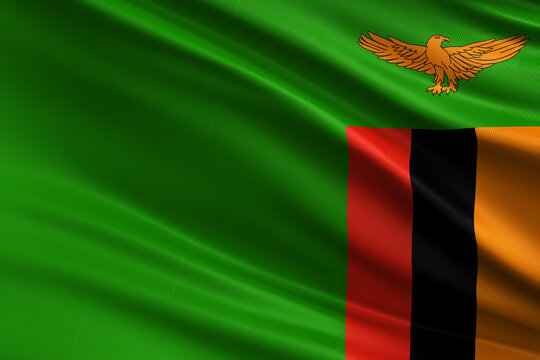 Waving national flag of Zambia background.