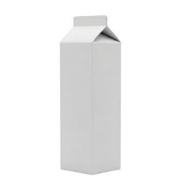 Empty grey cardboard milk carton standing upright isolated on white background
