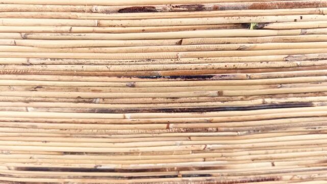Natural bamboo woven texture background with seamless horizontal lines pattern