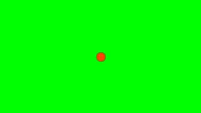 A circular pattern of orange and yellow dots on a vibrant green background