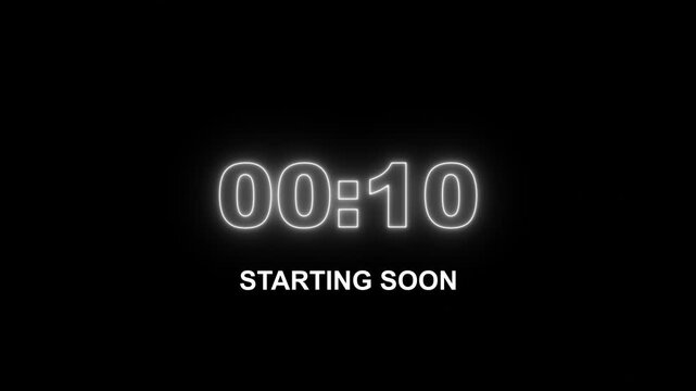 15 to 0 second modern digital countdown timer neon light style on black background, 15 seconds simple countdown timer. Dynamic 15s Countdown Animation Engaging Timer Visuals for Events.