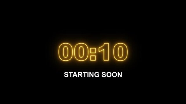 15 to 0 second modern digital countdown timer neon light style on black background, 15 seconds simple countdown timer. Dynamic 15s Countdown Animation Engaging Timer Visuals for Events.
