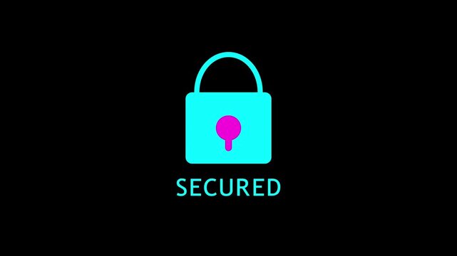 Bright blue padlock icon with a pink keyhole shape for digital security and data protection design projects featuring a simple graphic style isolated on a clean transparent background