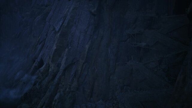 close up textured navy rock surface revealing intricate layers and shadowy details, moody tactile atmosphere with rugged mineral patterns and subtle blue tones