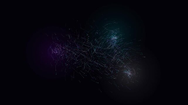 Generative Particle Attractor Background in Cyan Purple and White