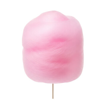 Pink cotton candy on a stick isolated on white background
