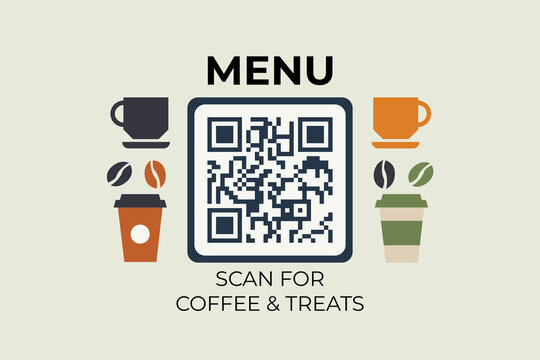 Flat design menu features coffee and treats icons