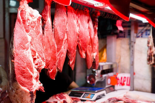 Meat Hanging in Panjshanbe Bazaar