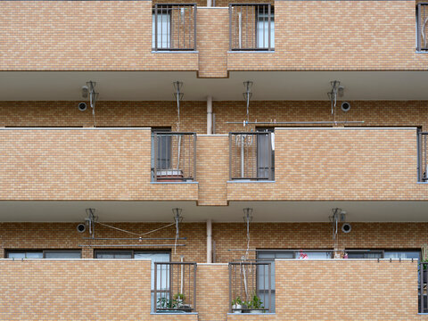 Balconies of an Apartment Building in a Oska City