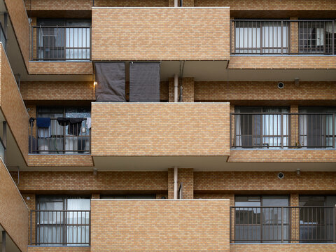 Balconies of an Apartment Building in a Oska City