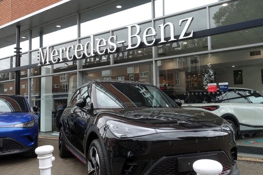 Photo of the Mercedes-Benz of Beaconsfield showroom, operated by Vertu Motors, featuring the Smart #1 BRABUS, an all-electric performance compact SUV.