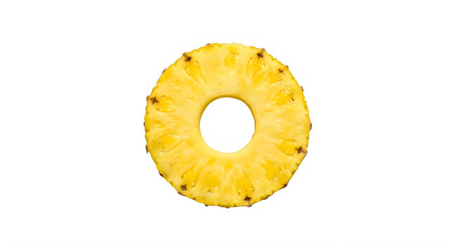Sliced pineapple ring fruit isolated food element isolated on transparent background