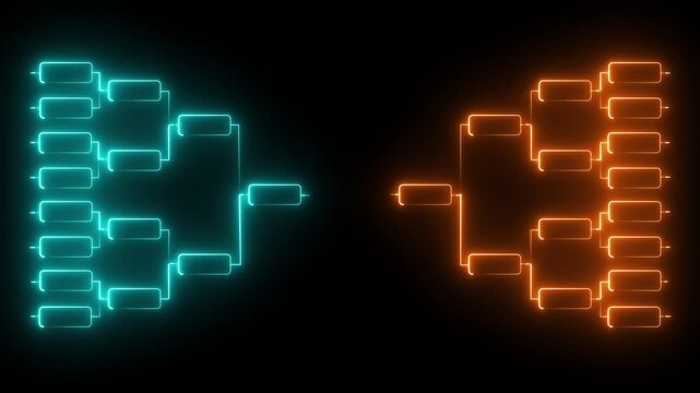 Team Tournament bracket. sports Tournament Bracket Concept. Tournament bracket icon with neon glow effect on a transparent background.4k motion video