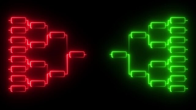 Team Tournament bracket. sports Tournament Bracket Concept. Tournament bracket icon with neon glow effect on a transparent background.4k motion video
