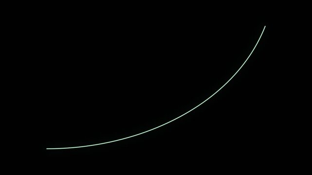 Luminous Green Arrow Curve Rising Upwards on Black Background