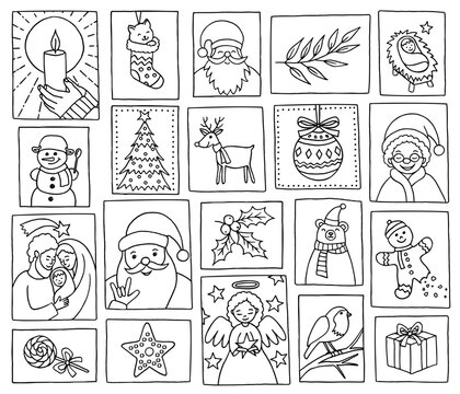 Mini Christmas Colouring Image Collection With Holiday Illustrations