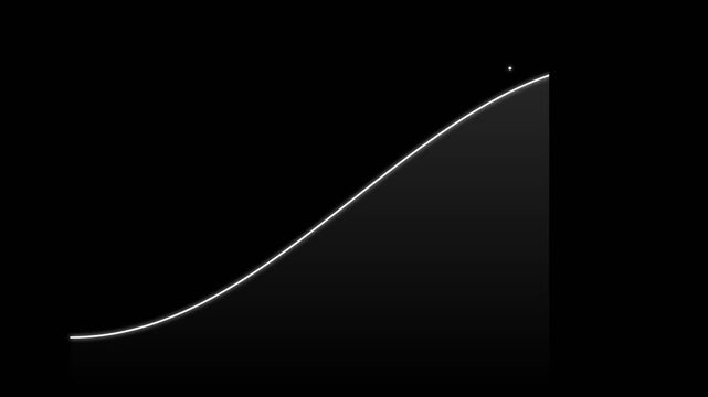 Minimalist Glowing Growth Curve Moving Upward on Black Background