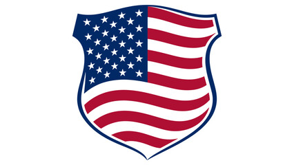 Fototapeta premium American flag shield vector icon with stars and stripes on white background for patriotic security design