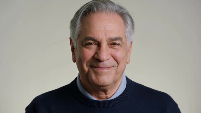 Premium commercial stock-footage video featuring a diverse sequence of fictional older adults appearing individually and smiling warmly and naturally directly into the camera.