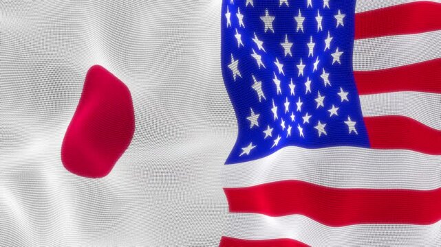 USA vs Japan flag wave animation 4K.